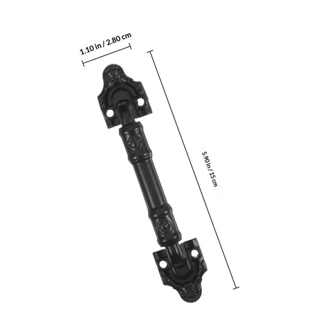 Close-up of black barn door pull handle from Two Pack Black Barn Door Pull Handles For Indoor Doors And Gates Iron Alloy Built To Last Sleek Modern Look Easy Install Heavy Duty Door Hardware For Rooms Garages And Exterior Doors, showing dimensions.