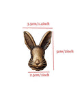 Cute 4 Pack Rabbit Drawer Knobs With 3D Bunny Head Design For Kids Rooms And Furniture Zinc Alloy Decorative Cabinet Pulls With Antique Finish Bolwhao, front view with measurements.