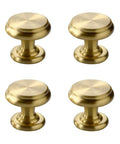4 Piece Mid Century Modern Solid Brass Cabinet Knob Set For Drawers And Jewelry Boxes Single Hole Pulls With 25mm Screws