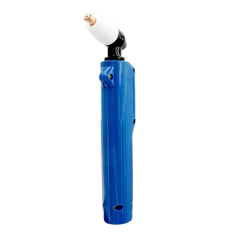 Side view of Air Plasma Cutting Torch Head With High Frequency For 40A Cutting, Blue Handle, Pro Grade Plasma Cutter Accessory