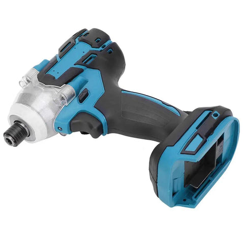 Klanata Brushless Impact Wrench With 520 Nm Torque And Tungsten Steel Shaft, Heavy Duty Cordless Electric Screwdriver Tool Compatible With 21V Battery side view showing handle and battery slot.