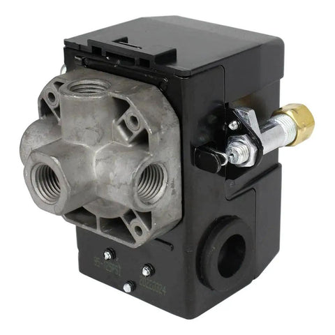 Workhorse Air Compressor Pressure Switch With Unloader Valve 95 To 125 PSI Four Port One Quarter Inch Npt Connections