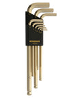 GoldGuard Ballpoint L-Wrench Set, 9-Piece Metric Long-Arm L Keys 1.5-10 mm, durable steel, corrosion-resistant finish, tool case.
