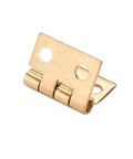 Rotating Concealed Hinges For Cabinets And Wooden Boxes, brass plated mini hinge, side view showing mounting holes
