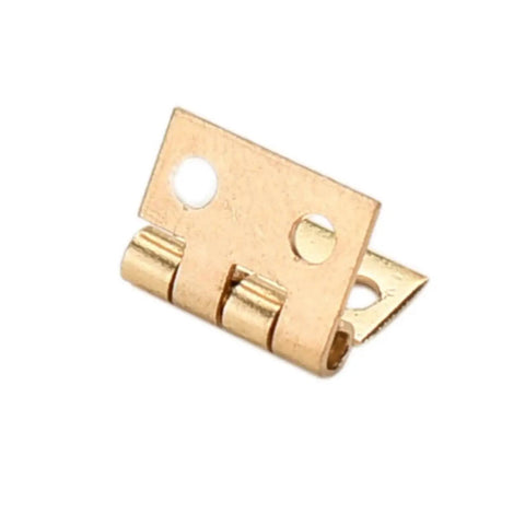 Rotating Concealed Hinges For Cabinets And Wooden Boxes, brass plated mini hinge, side view showing mounting holes