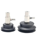 PAT Series One Layer Pneumatic Manipulator Suction Cup Chuck In Crisp White, black rubber suction cups, industrial use, varying sizes.