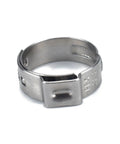 Heavy Duty Stainless Steel Hose Clamps Ear Clamps Lock Down Fuel Lines And Cables On Cars Boats Or Garage Builds Without The Hassle Solid Grip Fits Every Job Comes In Packs Of Ten Pieces - single-ear clamp close-up.