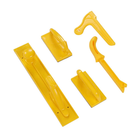 Pro Grade Five Piece Push Block Set For Woodworking Safety With Angled And Offset Handles ABS Blocks High Visibility Yellow