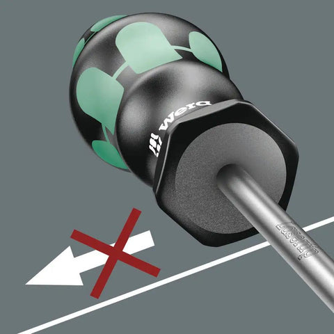 Hex Driver 2.5mm Kraftform Plus Hex Plus Screwdriver With Ergonomic Multi Component Handle close-up, showing anti cam out feature.