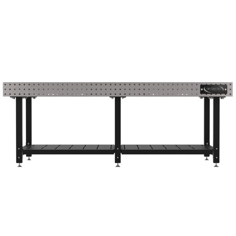 Heavy Duty Welding Fixture Table With Sweet Storage Shelf, 96 By 48 Inches, steel frame with precision holes and lower shelf.