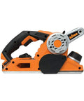 Side view of Beast 750W 2 in 1 Electric Wood Planer And Sander With 17 Position Depth Control 45000 Cuts Per Minute shown in orange.