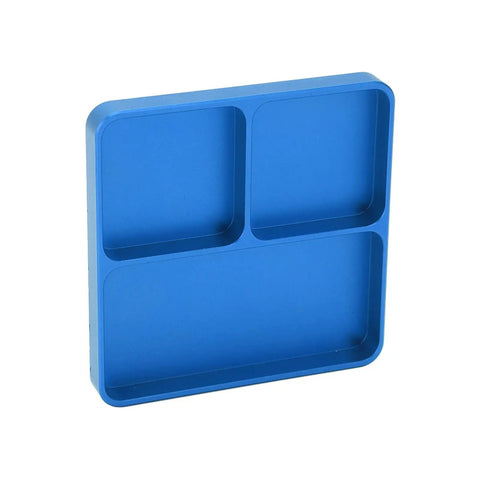 Magnetic RC Screw Tray For Repairs And Maintenance, Aluminum Alloy Magnetic Pad Organizer, three-compartment, blue CNC crafted