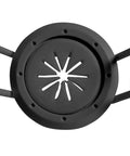 Pair of black round spring-lock cable pass-through ports, outer 1.5in, inner 1in diameter.