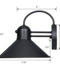 Dusk To Dawn Outdoor Wall Light With Gooseneck Barn Style Sconce Modern Farmhouse Matte Black Exterior Porch Lighting with dimensions