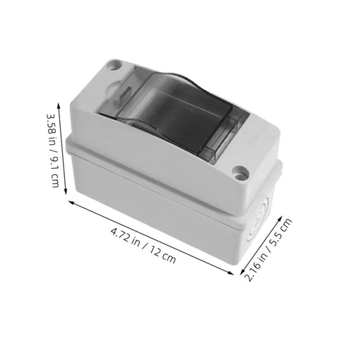 Weatherproof Electrical Junction Box With Transparent Cover For Outdoor Industrial Control Panels And Power Enclosures, IP65 Rated, dimensions labeled