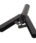 Heavy Duty Manual Rivet Tool Kit With Universal Nosepiece For Easy Plastic And Metal Installations One Handed Grip Makes DIY Car Door Panel Work A Total Breeze Without Any Muscle Strain. black metal hand riveter tool, angled view