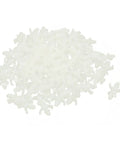 100 Pack White Nylon Push In Standoffs 5Mm X 3Mm PCB Spacers scattered on a surface for electronics custom projects.