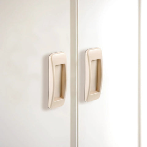 4 Pcs Self Stick Instant Cabinet Drawer Handles Adhesive No Drill Mounting on white cabinet doors