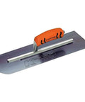 Blue Steel Round End Cement Trowel With ProForm Handle Square Back 16 By 4 Inches Pro Grade Tool for Smoothing Concrete