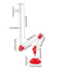 Heavy Duty Laboratory Exhaust Vent For Fume Extraction In Labs, red PP housing with adjustable arm, dimensions shown
