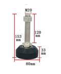 8 Piece Heavy Duty Metal Leveling Feet With 3 Inch Diameter Pads, Adjustable Furniture And Machinery Levelers, M20 size with 80 mm base.