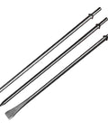 Pneumatic Taper Punch And Air Cold Chisel Three Piece Set With 18 Inch Length Includes 7/32 Inch Point Tip 3/8 Inch Point Tip And 3/4 Inch Flat Chisel 0.401 Inch Shank For Standard Air Hammer Cr Mo Alloy Steel