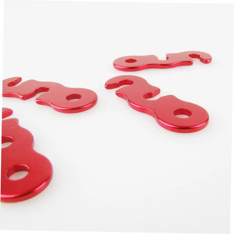 Six Piece Aluminum Cord Buckles For Tent Ropes Quick Knot Adjusters Antislip Tighteners Outdoor Gear shown from above
