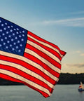 12x18 Inches Embroidered American Boat Flag Double Sided For Outdoors Nylon Flag With Brass Grommets And Four Stitching Rows Bright Fade Resistant USA Flag For Boat Cabin Decor, flying on boat.
