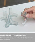Triangular PVC Corner Protectors Set Of 10 With Corner Brace Design for desktops and shelves, clear and easy to install