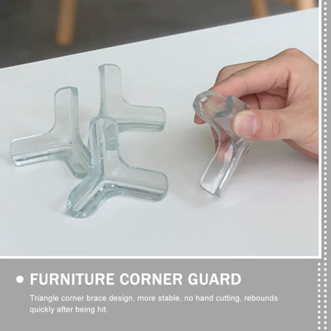 Triangular PVC Corner Protectors Set Of 10 With Corner Brace Design for desktops and shelves, clear and easy to install
