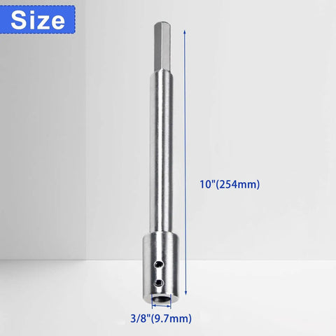 Tough As Nails Ten Inch Forstner Bit Extension Boosts Drill Depth By An Additional Eight Point Seven Five Inches For Deep Woodturning And Cabinet Work, 10in length, 3/8in chuck.