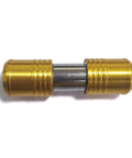 Socket sleeve adapter with gold-tone double-ended brass ends and silver shaft for screwdriver bit extension