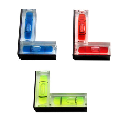 QINKYH Magnetic Horizontal Vertical Pocket Spirits Levels Household Pocket Levels Magnet Spirits Bubble Leveler Tool Red showing red, blue, and green levels.