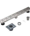 24 Inch Linear Shower Drain With Removable Patterned Grate Heavy Duty Built To Last 304 Stainless Steel Floor Drain Brushed Nickel Finish