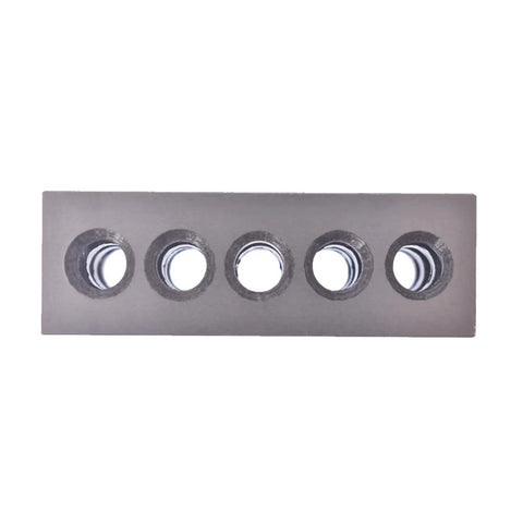 Hardened steel machinist setup block plate with five circular holes