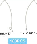 V Shape Earring Hooks With Horizontal Loop In 304 Stainless Steel For DIY Jewelry Making, two hooks dimensions shown