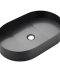 USZWBY Bathroom Vessel Sink Stainless Steel Bathroom Vanity Sink Black Matt Vessel Sink 21.6"X13.7" Above Counter view of black matte oval sink.