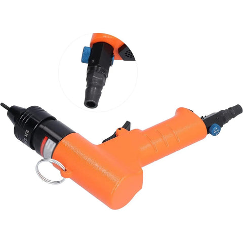 Hot Rod High-Speed Pneumatic Rivet Nut Gun Kit 1500 RPM Self-Locking Air Rivnut Tool for Bolting M3-M4 Fasteners on Cars and Shops with 1/4-Inch Air Hose Ready for Heavy Duty Jobs, orange body
