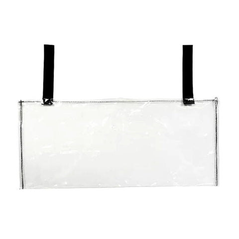 Heavy Duty Ev Charger Box Cover Transparent Pvc Rain And Dust Guard shown from the front with secure strap closures.