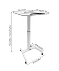 Heavy Duty Rolling Upright Desk With Adjustable Height Gas Lift And Secure Tilting Top Tray For Your Smooth Operator Home Office Or Classroom Workspace, 76cm height.