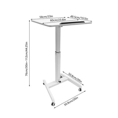 Heavy Duty Rolling Upright Desk With Adjustable Height Gas Lift And Secure Tilting Top Tray For Your Smooth Operator Home Office Or Classroom Workspace, 76cm height.