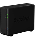 Rock Solid Ds118 Nas Server With 8Tb Internal Drive And 1GbE Ethernet Port shown in sleek black design with LED indicators.
