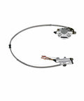32 Inch Rear Axle Assembly Kit For Go Kart And ATV With Shaft Hub Chain Brake Master Cylinder Caliper Brake Disc Pillow Blocks Sprocket Mounting Hardware DIY Replacement, close-up on brake master cylinder and caliper