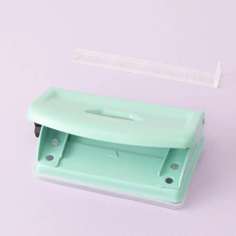 Mint 2 Hole Puncher With Waste Tray, 10 Sheet Capacity, Metal Puncher With Adjustable Guide, Non Slip Base, Low Effort Comfort Handle