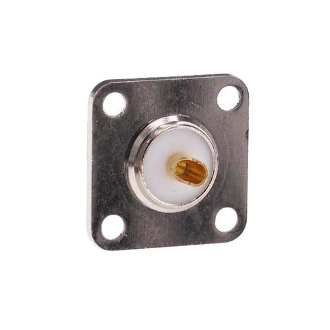 2-Pack UHF Female SO239 4-Hole Panel Mount No-Nonsense Coax Connector Adapter For PL259 Male Plug Solder Cup Nickel Plated 50 Ohm RF Coaxial Connector