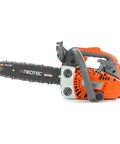 12 Inch Top Handle Gas Chainsaw 25.4cc 2 Stroke Portable Wood Cutting Power for tree pruning and firewood prep, side angle view.