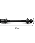 Side view of 4 Piece Aluminum Bike Axle Quick Release Skewers Set For Front And Rear Wheels, MTB Quick Release Rods with 145mm length.
