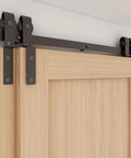 5ft Bypass Sliding Barn Door Hardware Kit With Single Track For Double Wooden Doors Space Saver Barn Door System Low Ceiling Design
