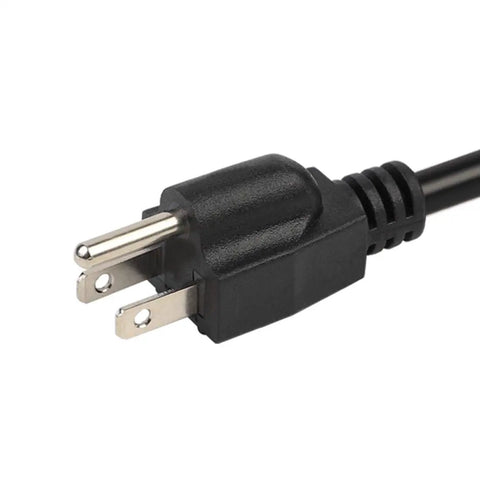 Plug Adapter Cable 14AWG 1-Foot NEMA 5-15P To 5-20R Converter UL Listed 15A 125V with black plug close-up view
