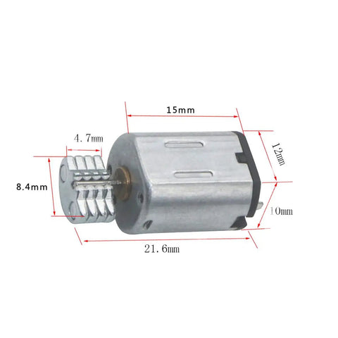 Two Pack Tiny DC 3V N20 Vibration Motors 12000RPM Micro Electric Vibe Motors with dimensions for DIY projects.